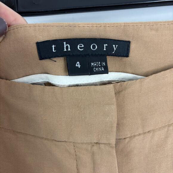 QUIET LUXURY Theory Linen Bermuda Shorts – Tailored Utility Office – Size 4 - Picture 3 of 7